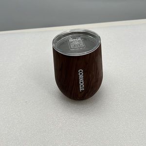 Corkcicle Stemless Wine Glass 12 oz WALNUT WOOD Stainless Tumbler 9 Hrs Cold New